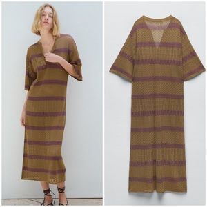 Zara NWT Long Knit Kaftan Midi Dress size XS-S